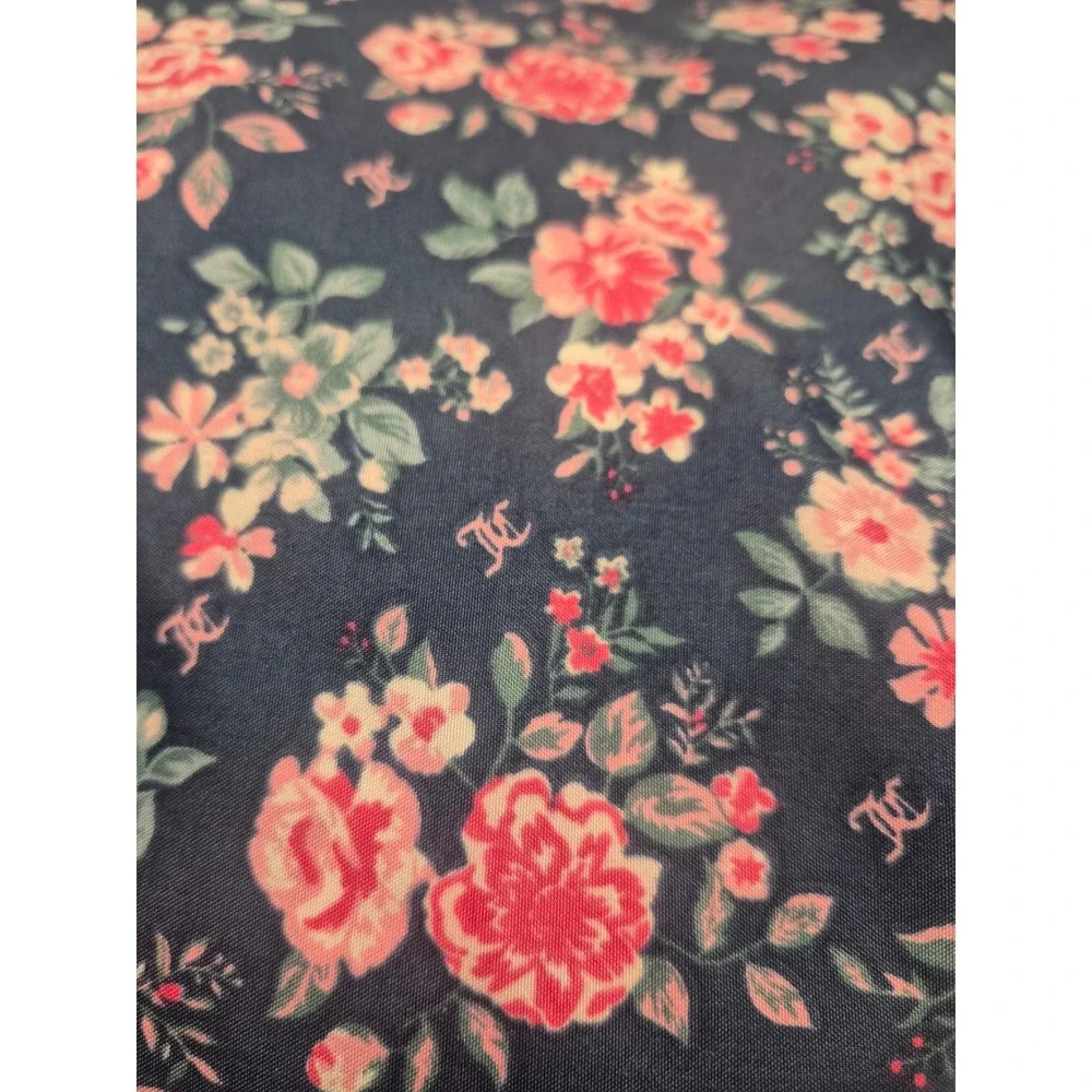 4 pc Vintage Y2K Cottage Home Navy Blue Pink Floral Fitted Sheet Bedding set